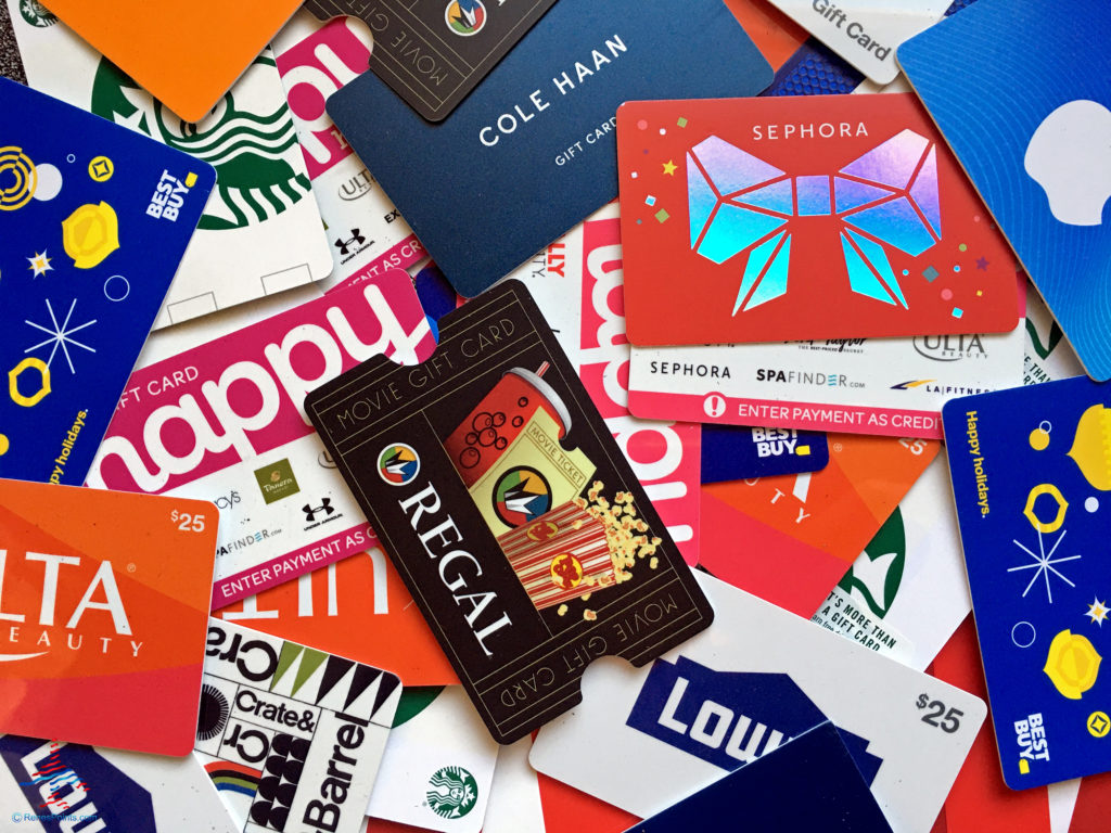 A collage of gift cards.